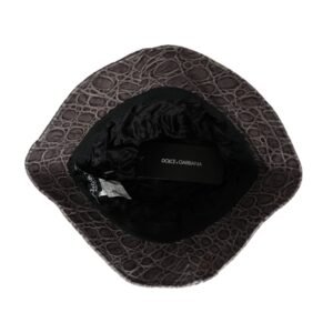 Dolce & Gabbana Black Gray Patterned Leather Bucket Hat