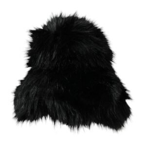 Dolce & Gabbana Black Faux Fur Womens Bucket Hat