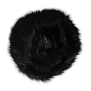 Dolce & Gabbana Black Faux Fur Womens Bucket Hat