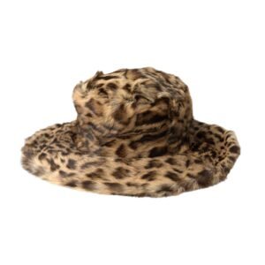 Dolce & Gabbana Brown Leopard Fur Women Bucket Hat