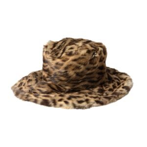 Dolce & Gabbana Brown Leopard Fur Women Bucket Hat