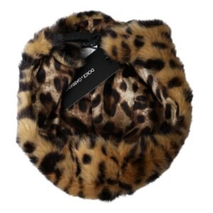 Dolce & Gabbana Brown Leopard Fur Women Bucket Hat