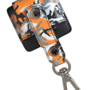 Dolce & Gabbana Multicolor Camouflage Print Leather Metal Airpods Case