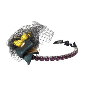 Dolce & Gabbana Black Lemons Sicily Purple Crystal Net Headband Diadem