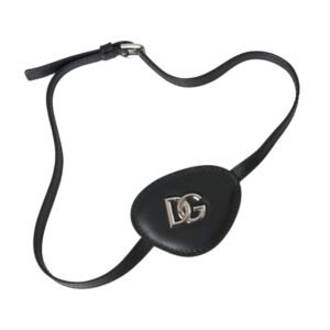 Dolce & Gabbana Black Calfskin Leather Metal DG Logo Eye Patch