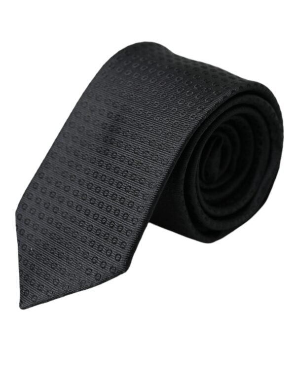 Dolce & Gabbana Black STAFF Patterned Cotton Adjustable Men Tie - Image 2