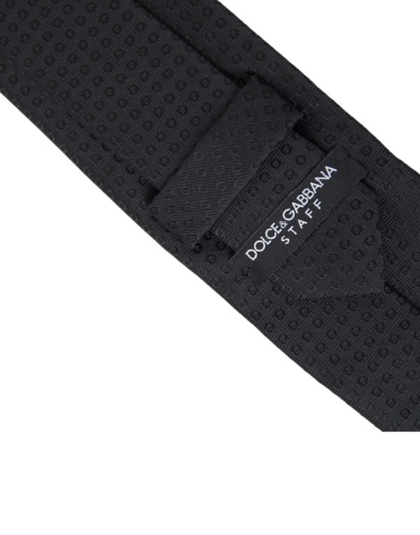 Dolce & Gabbana Black STAFF Patterned Cotton Adjustable Men Tie - Image 3