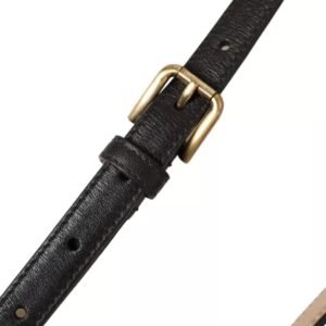 Dolce & Gabbana Dark Brown Leather Gold Metal Buckle Women Belt