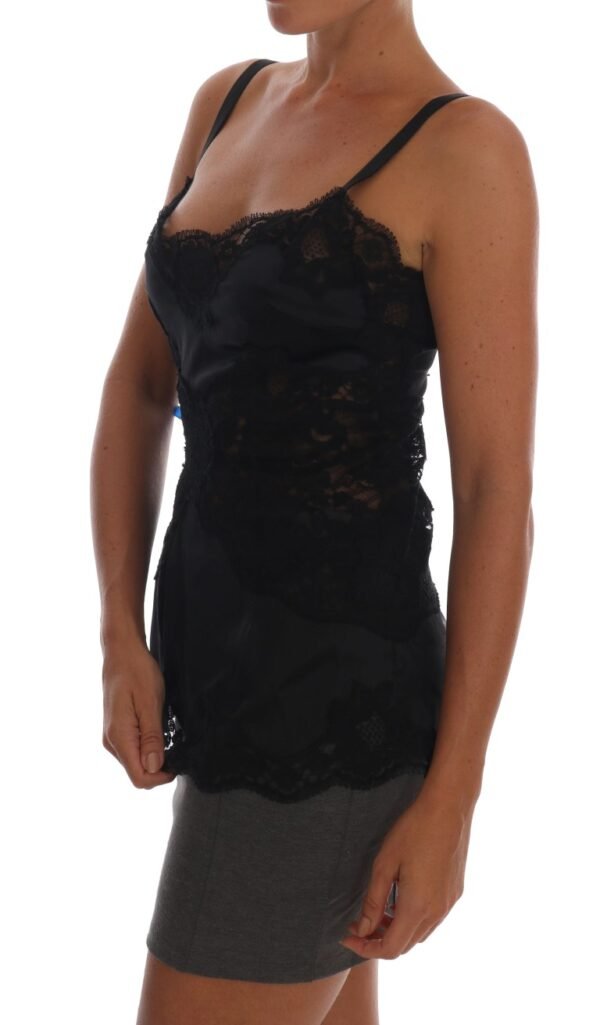 Dolce & Gabbana Silk Blend Black Lace Top Dressing Gown - Image 3