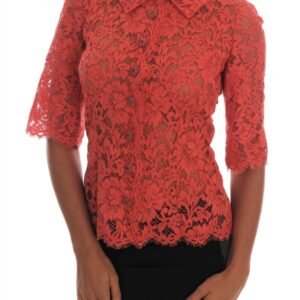 Dolce & Gabbana Elegant Orange Floral Lace Crystal Cardigan Blouse