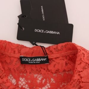 Dolce & Gabbana Elegant Orange Floral Lace Crystal Cardigan Blouse