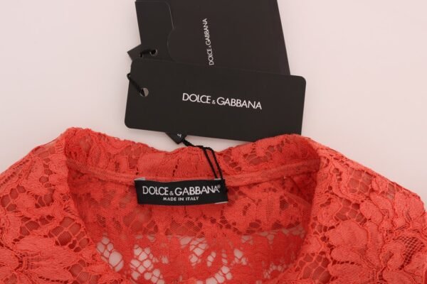 Dolce & Gabbana Elegant Orange Floral Lace Crystal Cardigan Blouse - Image 5