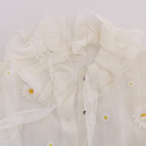 Dolce & Gabbana Elegant White Silk Daisy Blouse