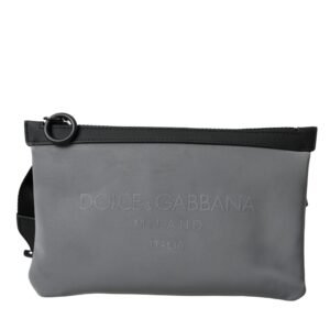 Dolce & Gabbana Gray Neoprene Logo Zip Waist Fanny Pack Belt Pouch Bag