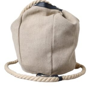 Dolce & Gabbana Beige Canvas Fabric Bucket Sack Pouch Purse Bag