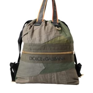 Dolce & Gabbana Military Green Patchwork Rucksack Backpack Bag