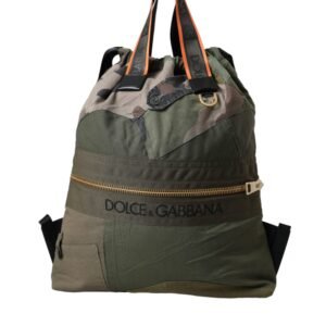 Dolce & Gabbana Military Green Patchwork Rucksack Backpack Bag