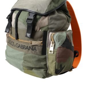 Dolce & Gabbana Military Green Patchwork Rucksack Backpack Bag