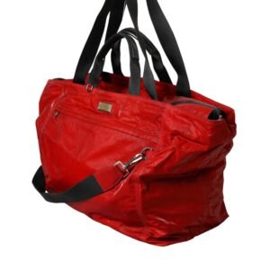 Dolce & Gabbana Red Nylon Calfskin Hand Shoulder Duffel Bag