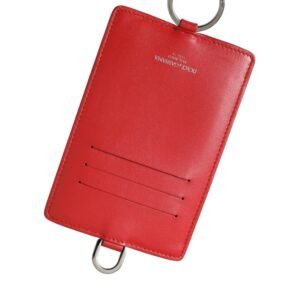 Dolce & Gabbana Red Calfskin Leather Lanyard Logo Card Holder Wallet