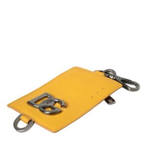 Dolce & Gabbana Orange Calf Leather Credit Card Holder Clip On Wallet