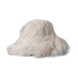 Dolce & Gabbana Off White Acrylic Fur Womens Bucket Hat