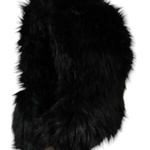 Dolce & Gabbana Black Faux Fur Whole Head Wrap Hat