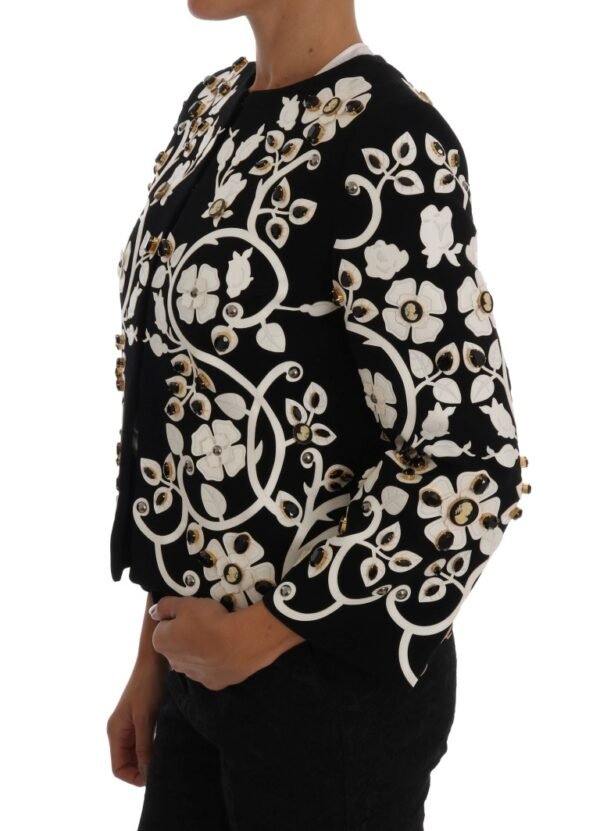 Dolce & Gabbana Floral Embroidered Crystal Wool Coat Jacket - Image 2