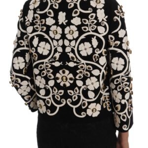 Dolce & Gabbana Floral Embroidered Crystal Wool Coat Jacket