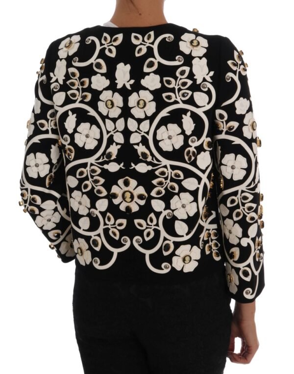 Dolce & Gabbana Floral Embroidered Crystal Wool Coat Jacket - Image 3