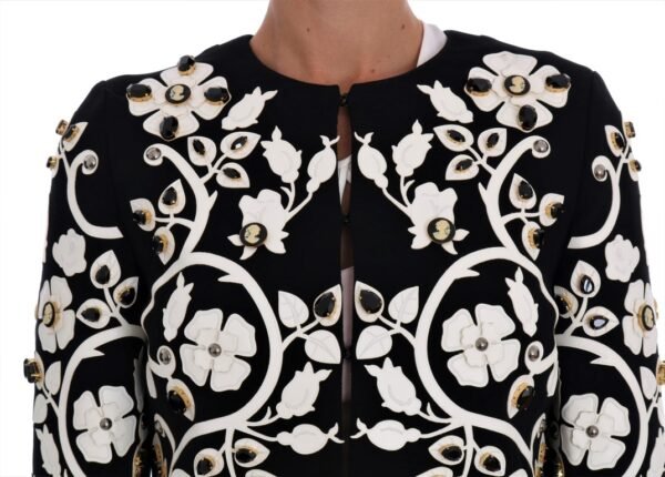 Dolce & Gabbana Floral Embroidered Crystal Wool Coat Jacket - Image 4