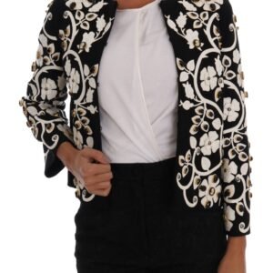 Dolce & Gabbana Floral Embroidered Crystal Wool Coat Jacket