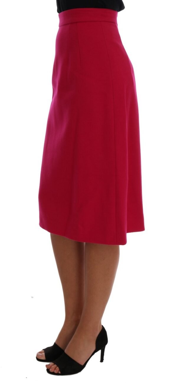 Dolce & Gabbana Elegant Pink Wool A-Line Knee-Length Skirt - Image 2