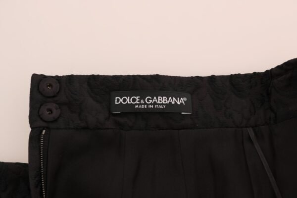 Dolce & Gabbana Elegant Black Floral Jacquard A-Line Skirt - Image 6