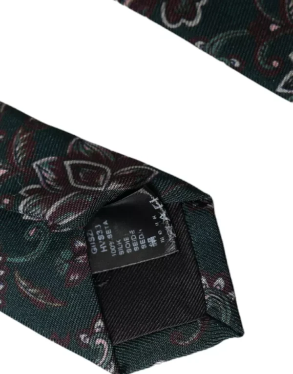 Dolce & Gabbana Green Floral Print Silk Adjustable Men Tie - Image 3