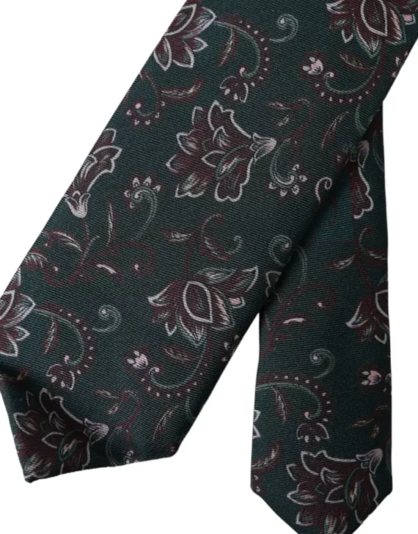 Dolce & Gabbana Green Floral Print Silk Adjustable Men Tie - Image 5