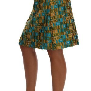 Dolce & Gabbana Elegant Green Jacquard High Waist Skirt