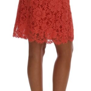 Dolce & Gabbana Orange Macramé Lace Pencil Skirt