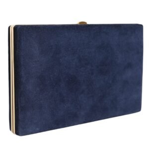 Dolce & Gabbana Blue Suede Gold Frame Clutch Evening Party Purse Bag