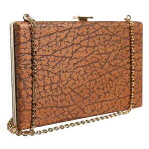 Dolce & Gabbana Brown Leather Gold Frame Clutch Mini Crossbody Bag