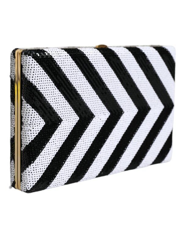 Dolce & Gabbana Black White Gold Frame Clutch Evening Party Purse Bag - Image 3