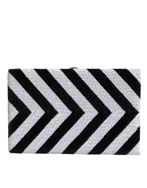 Dolce & Gabbana Black White Gold Frame Clutch Evening Party Purse Bag - Image 4