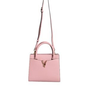 Versace Pink Small Top Handle Grainy Calf Leather Crossbody Bag