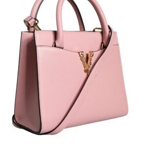 Versace Pink Small Top Handle Grainy Calf Leather Crossbody Bag