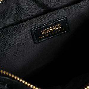 Versace Black Mini Quilted Lambskin Leather Crossbody Sling Bag