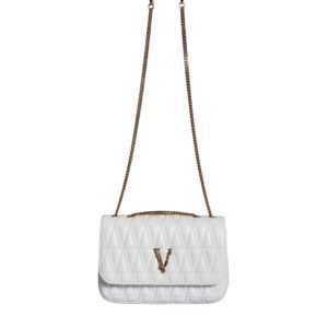 Versace White Mini Nappa Leather Crossbody Shoulder Bag