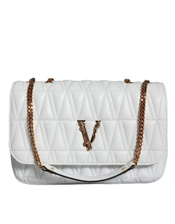 Versace White Mini Nappa Leather Crossbody Shoulder Bag - Image 3