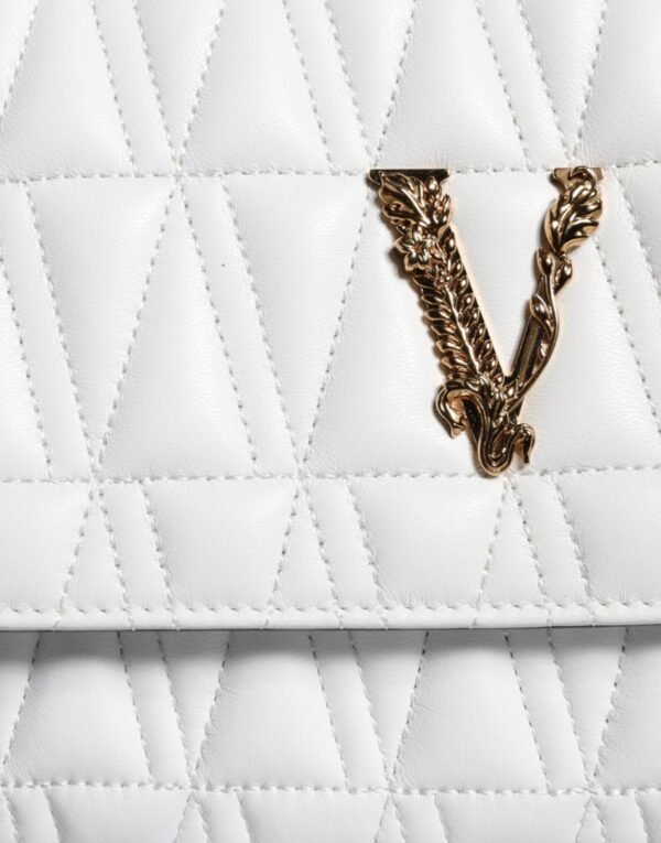 Versace White Mini Nappa Leather Crossbody Shoulder Bag - Image 6