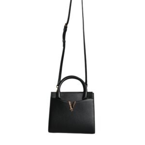 Versace Black Small Leather TopHandle Shoulder Crossbody Bag