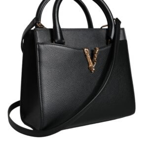 Versace Black Small Leather TopHandle Shoulder Crossbody Bag